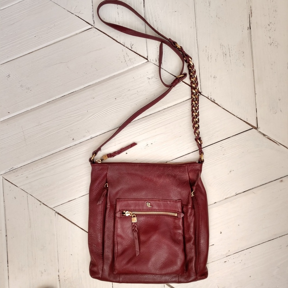 Elliot Lucca burgundy leather crossbody purse